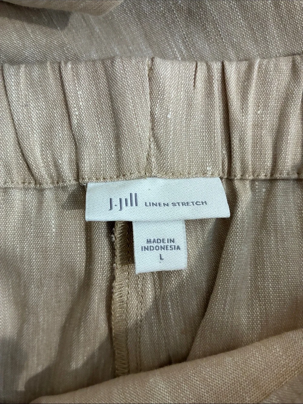 NWT J. Jill Linen Stretch Pants Women’s Large Light Beige Button Ankle Work Wear